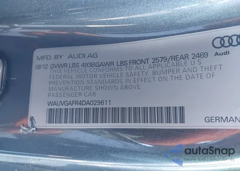 2013 Audi S5 Prestige из США, поврежденный, VIN WAUVGAFR4DA029611